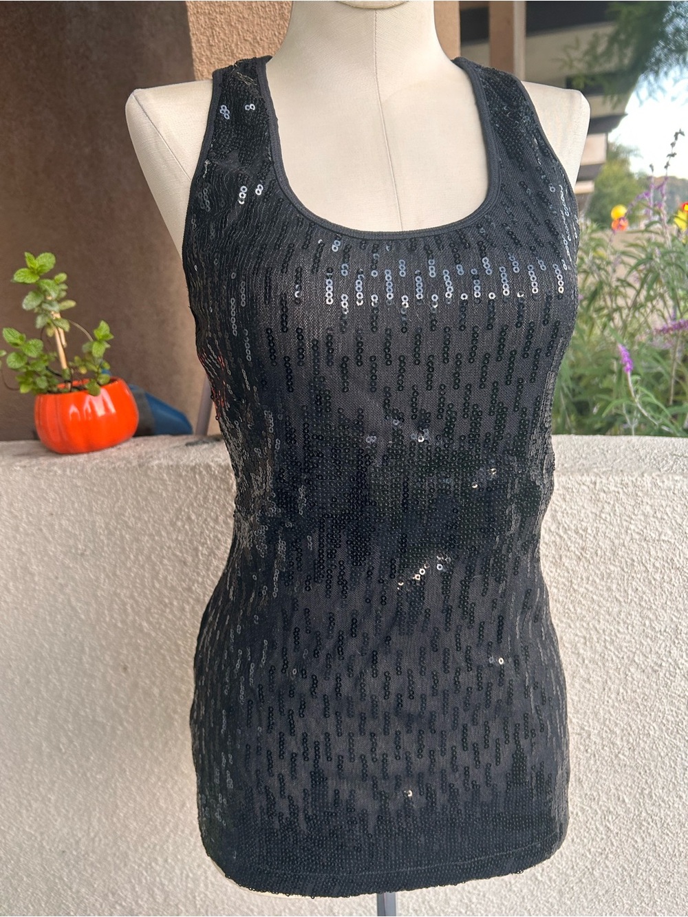 Black Sequin Tank Top